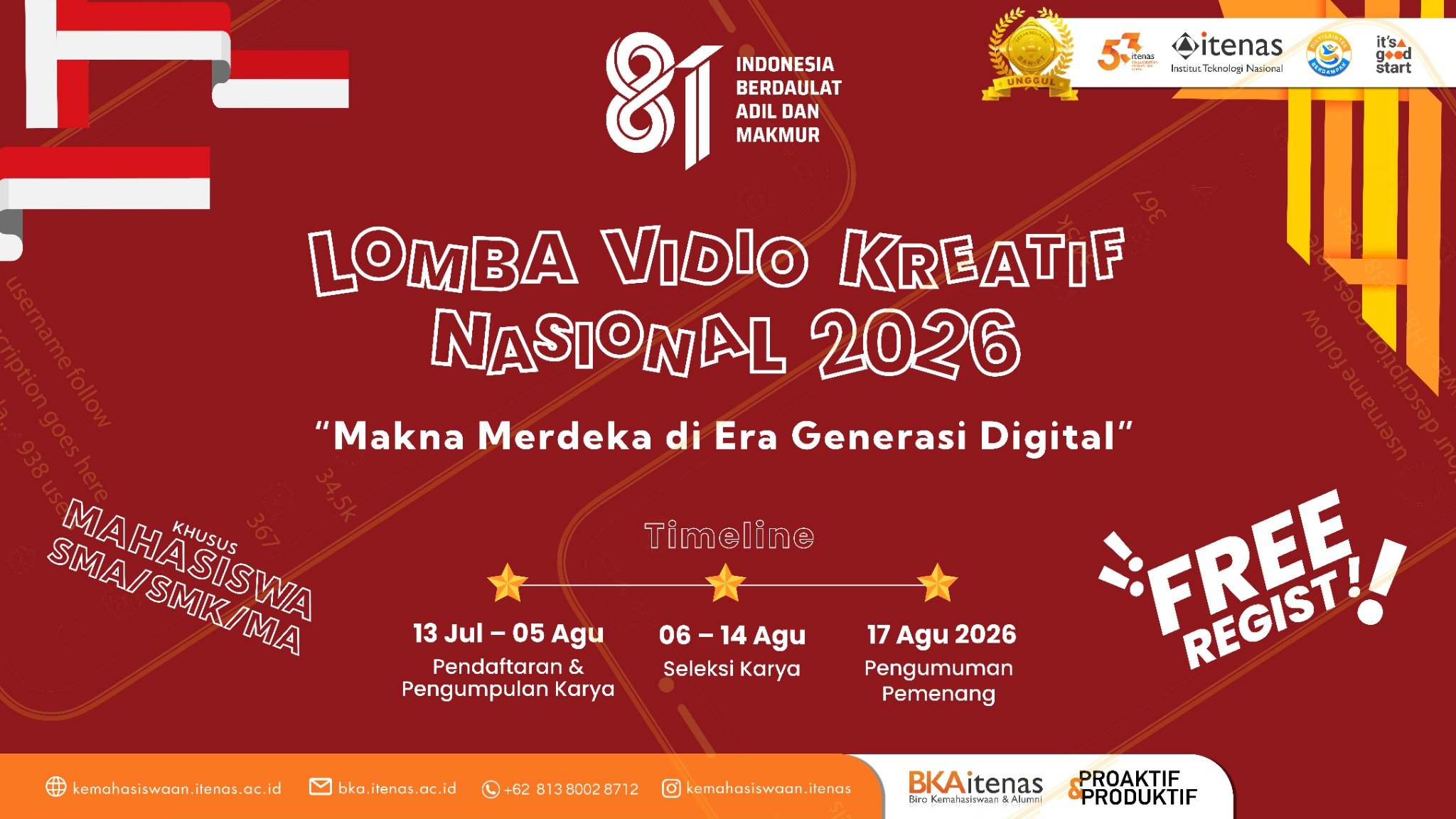 Lomba Video Kreatif Nasional 2026 Resmi Dibuka!