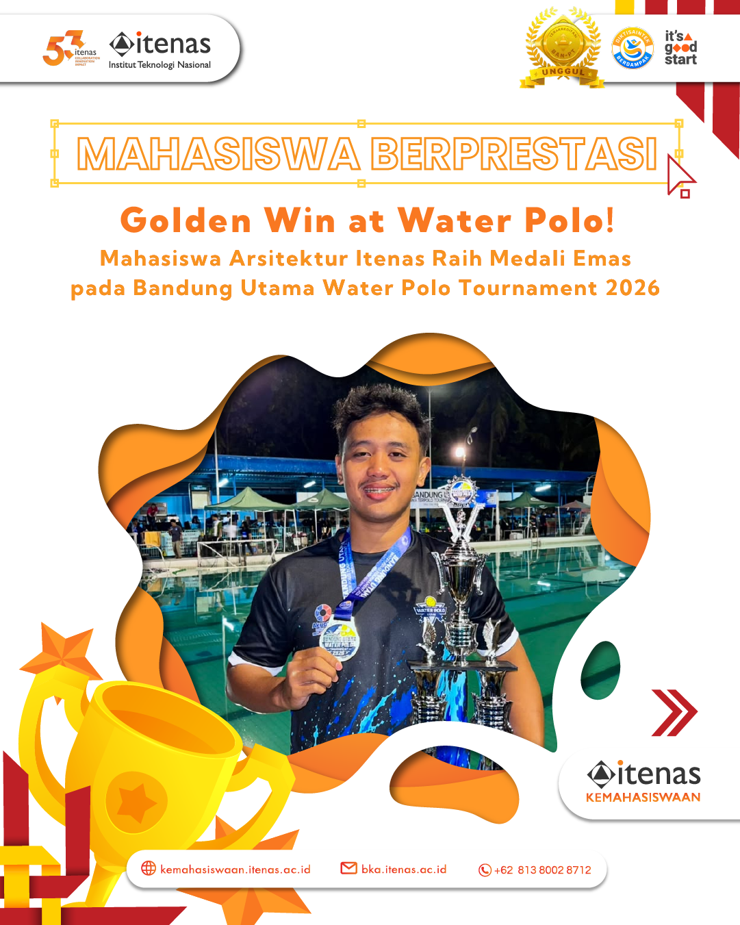 🥇 Mahasiswa Arsitektur Itenas Raih Medali Emas pada Bandung Utama Water Polo Tournament 2026