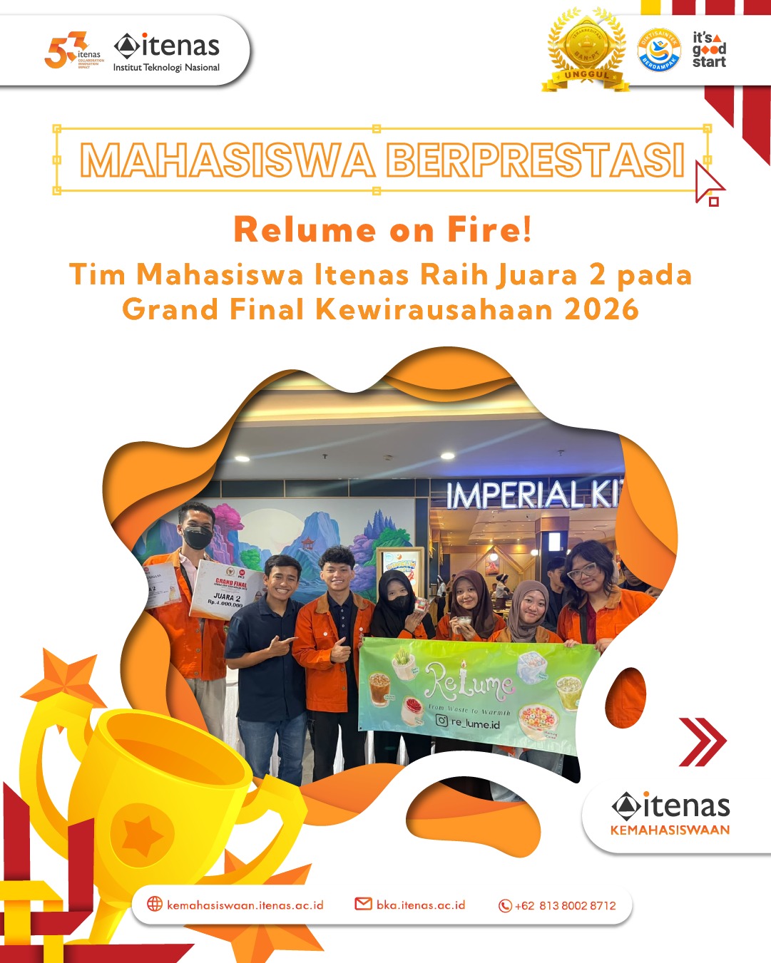 🏆 Relume Team Itenas Raih Juara 2 pada Grand Final Kewirausahaan Mahasiswa 2026